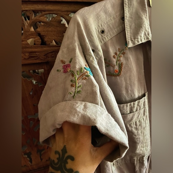 Vintage 80’s Nok Nok embroidered cotton jumpsuit utility suit - Picture 3 of 15